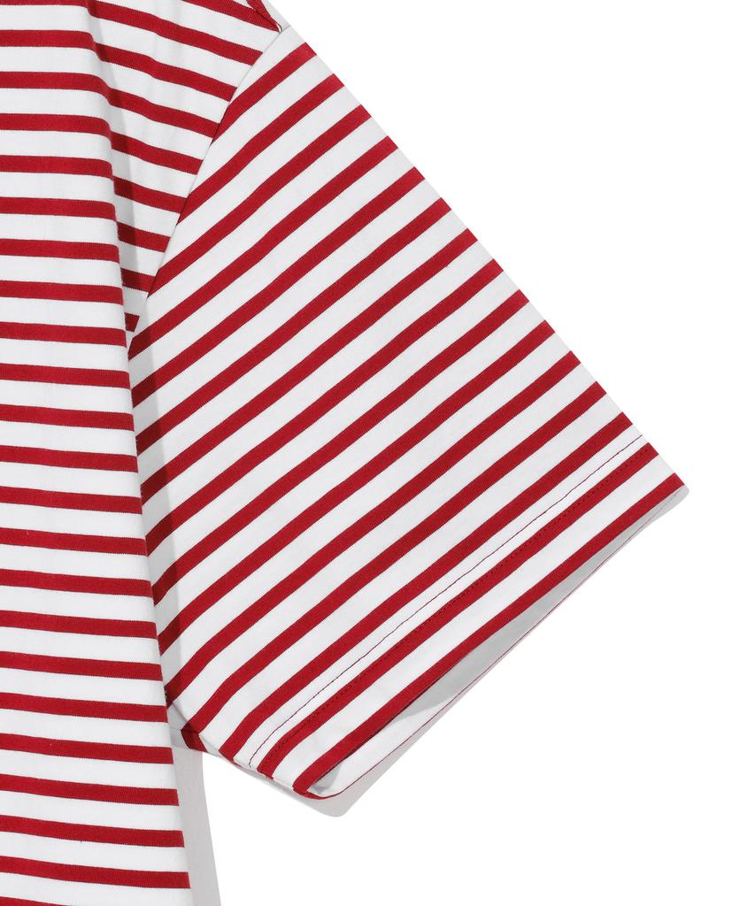 BEENTRILL Ovales Wappen Gestreiftes T-Shirt (rot)