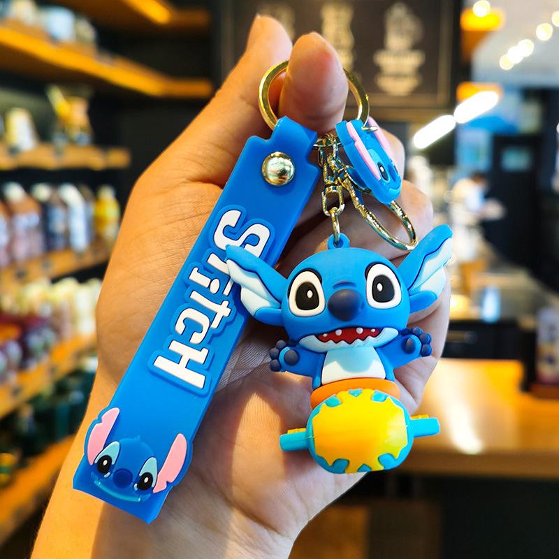 Stitch Keychain Cartoon Fly A Plane and Make A Cake Cute Doll Machine Small Student Gift Car Children s Day Keychain Ring