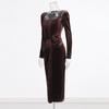 Velvet Faux Two-Piece Twist Dress: Spring 2025 Slimming Long-Sleeve for Women