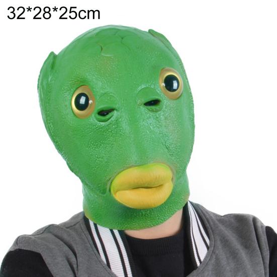 Unisex Adult Silicone Green Fish Head Cover Headgear Party Cosplay Costume Props