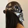 Soft Wrap Liquid Silver Hair Scarf Y2K Punk Bandana Fashion Laser Color Hair Band  Girls