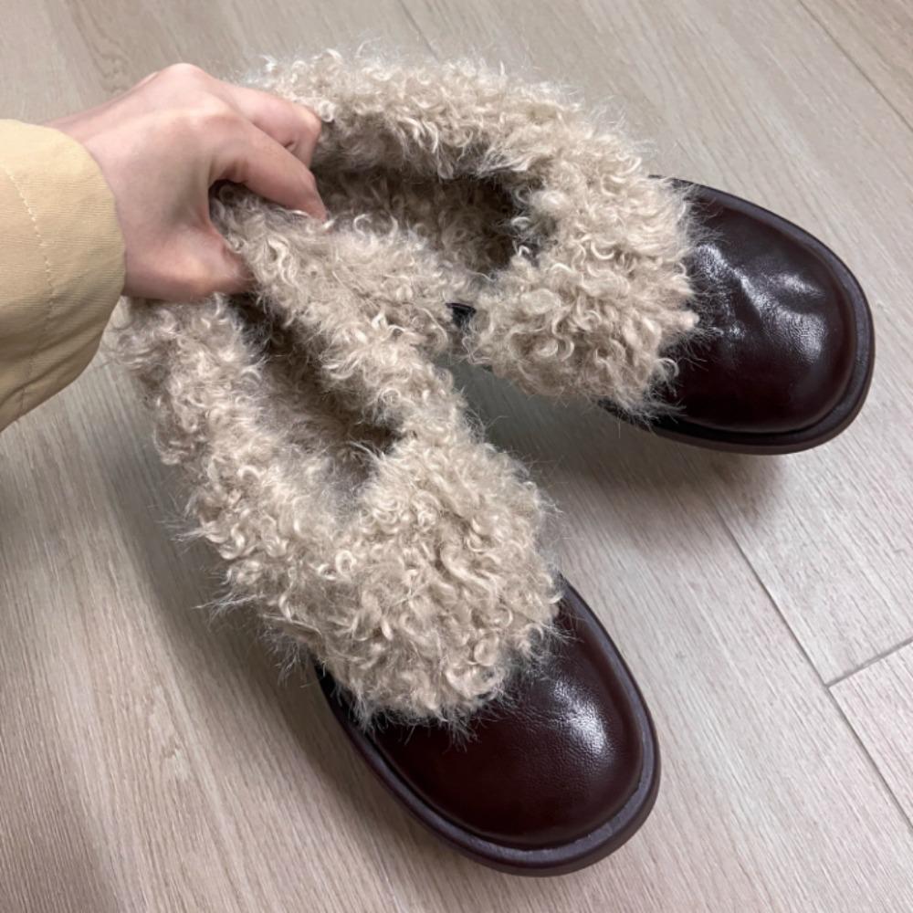 Loafers for Woman French Retro Platform Deep Mouth Plush Shoes Women's 2026 Winter New British Style Thick Heel Fashion Shoes