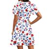 Women’s Short Sleeve V Neck Floral Print Casual Wrap Dress Lightweight Summer A Line Swing Dress with Soft Fabric