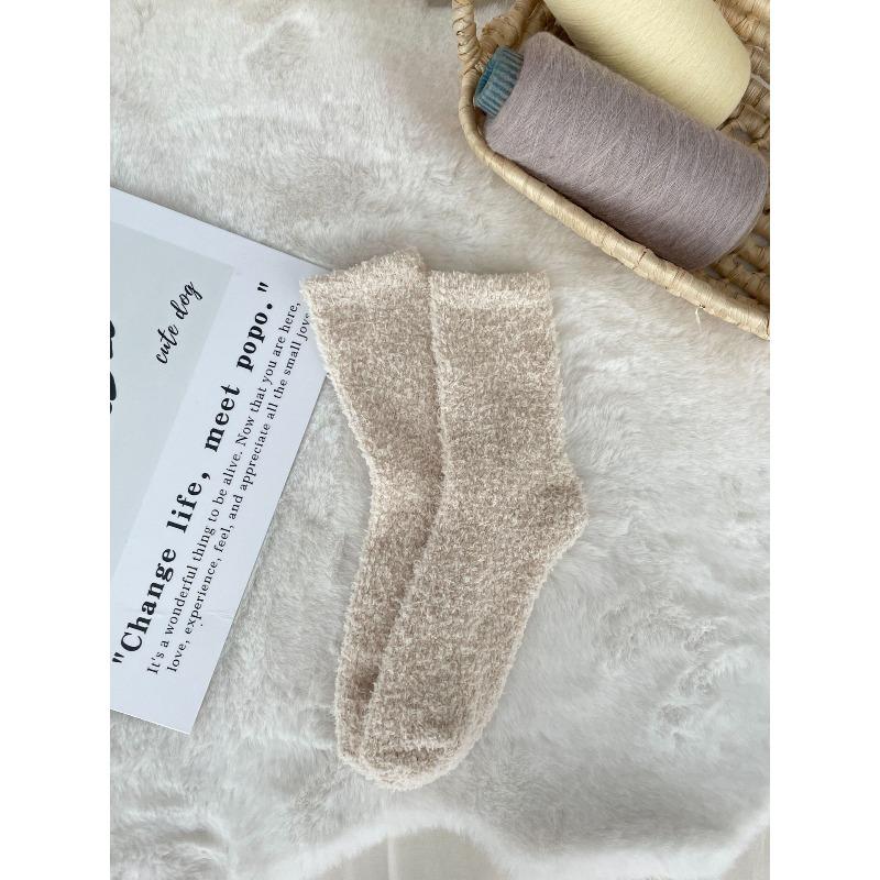 Nicht fusselnde Korallenfleece-Socken, Damen Einfarbige Haussocken, Halbfleece-Socken, Schlafsocken, Warme Fleece-Socken, Fleece-Bodensocken