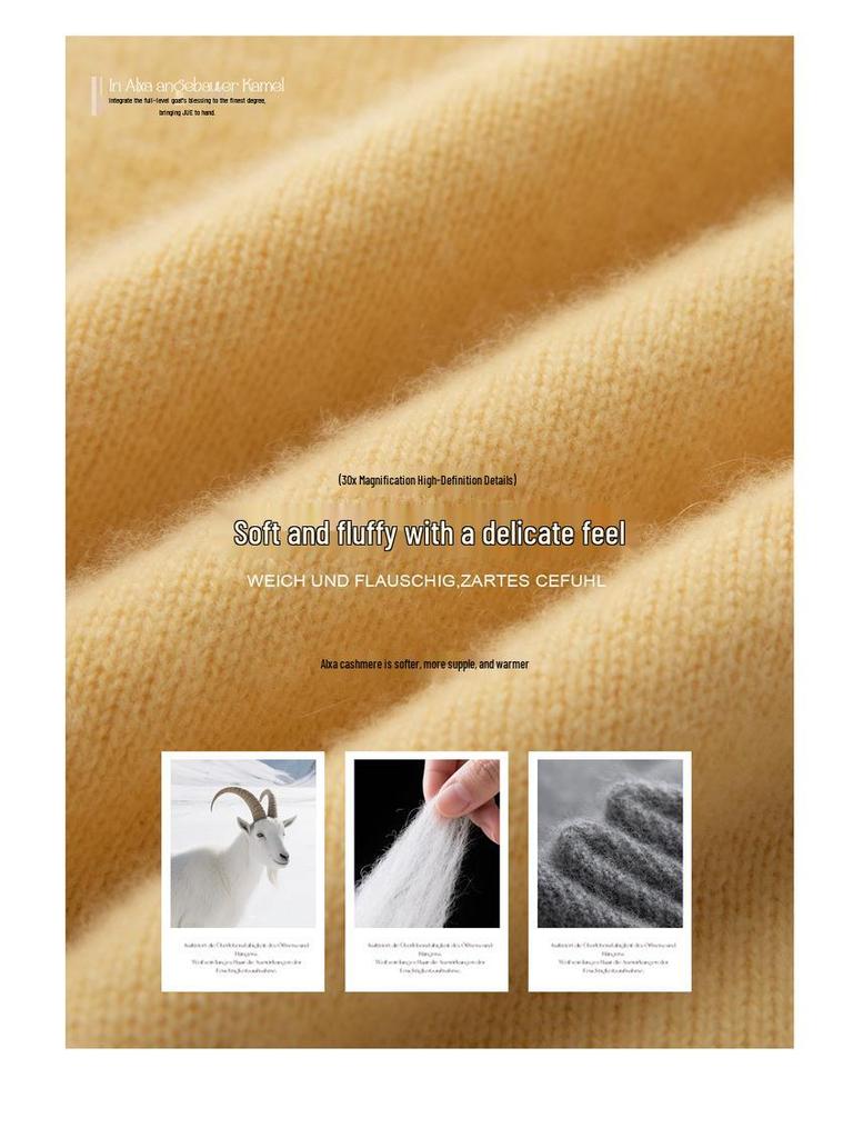 Women's Cashmere Crew Neck Sweater - Soft Knitted Pullover for Autumn/Winter