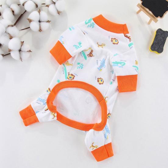 Yousheng Pet Cloth Round Neck Four-Legs Cartoon Pattern Puppy Bread Clothes Summer Pet Pajamas for Indoor