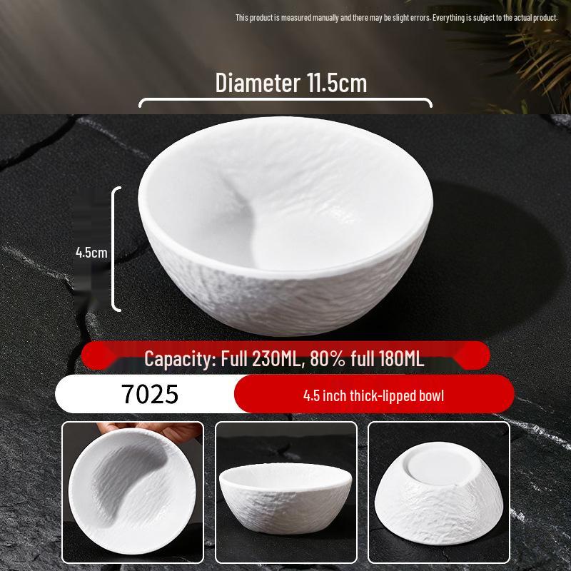 Melamine Porcelain-Style Rice Bowl & Dipping Sauce Dish Set