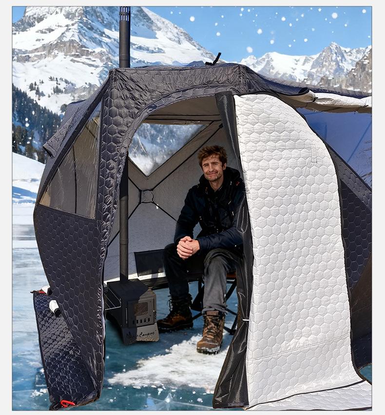 Large Pentagonal Ice Fishing Tent with TPU Window for Winter Camping - Thickened for Warmth and Cold Protection