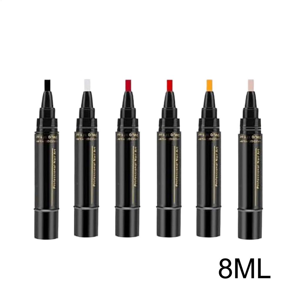 6 Pezzi Penna Gel per Unghie 3 in 1 Multicolore 5ml Asciugatura Rapida Senza UV Design per Unghie Fai-da-Te Colori Durevoli Set di Pennelli per Pittura Manicure