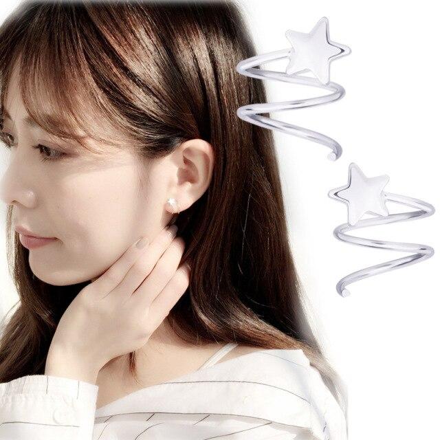 925 Sterling Silver Star Heart Charm Stud Earrings For Women Wedding Jewelry Prevent Allergy Boucle D 'Oreille Pendientes Eh1222