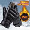 Thermal Fleece PU Leather Gloves Thickened Waterproof Gloves New Touch Screen Gloves  Skiing