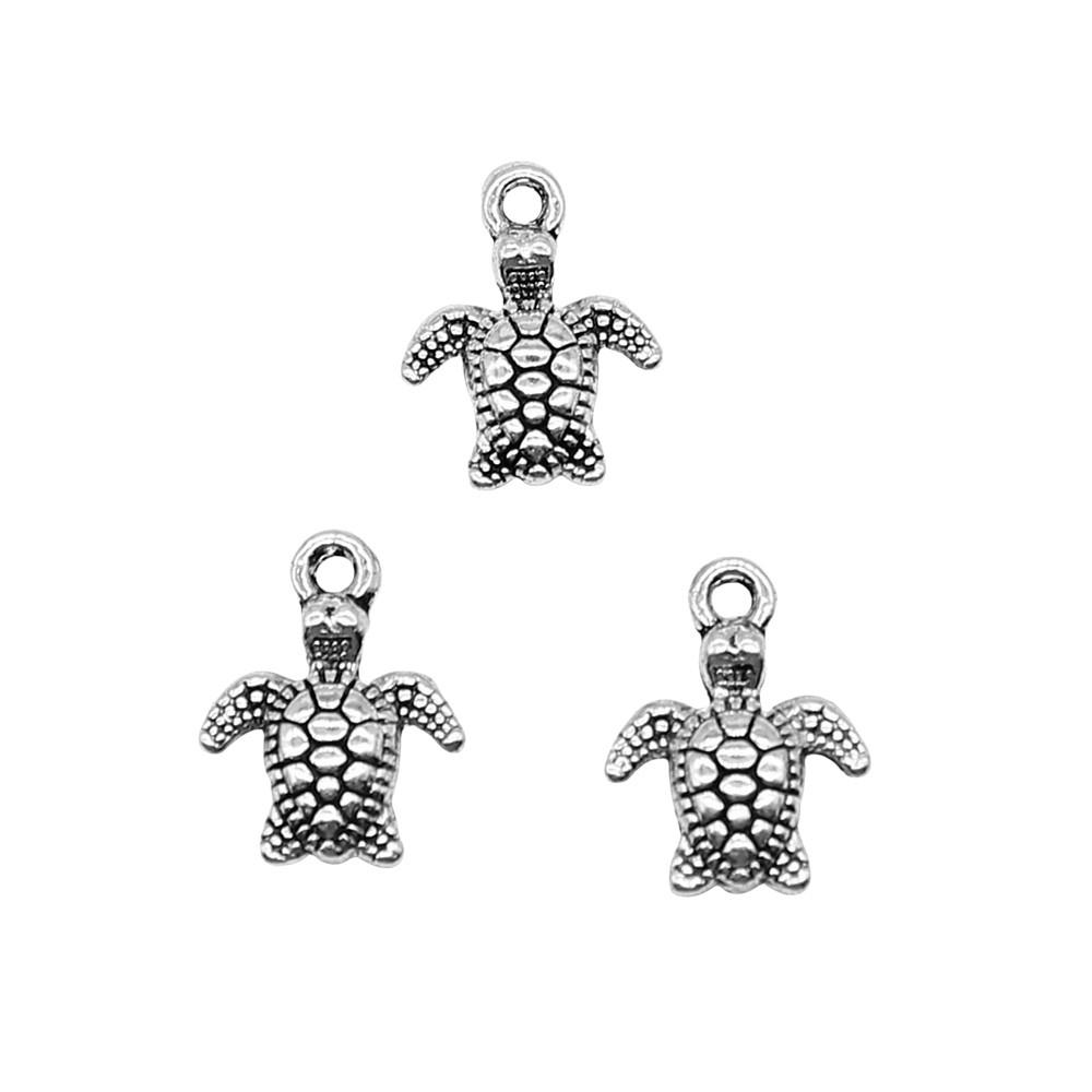 Turtle Charms Antique Bronze Silver Pendants For Animal Themed Jewelry Making