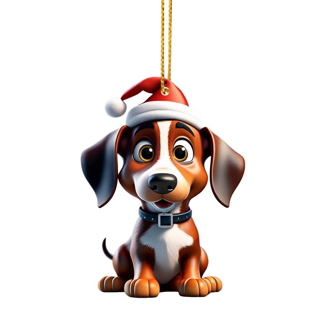

2d Acrylic Adorable Dog Holiday Ornaments For Christmas Trees And Car Decorations Charm 1