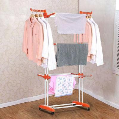Clothes Drying Rack with Wheels High Stability 4-Layer Design Strong Load-bearing Easy Assembly Indoor Outdoor Laundry Rack Rolling Clothes Dryer Rack