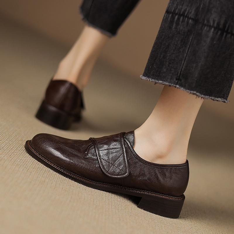 Fashion 2025 New Fashion Genuine Leather Women Pumps Shoes Spring Mid Heels Shoes Round Toe Casual Woman Office Loafers Ladies 34-40