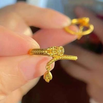 Smart Dragon Schwingender Schwanz Ring Dreht Die Welt Um Gelbgold Super Blitz Schwingender Drachenschwanz Drachenschuppe Wickelnder Drachenring