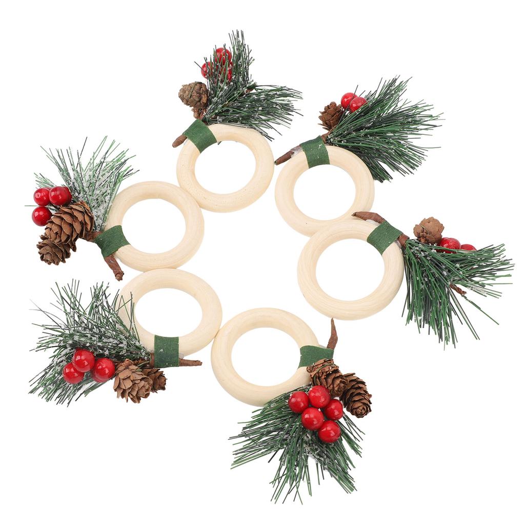 6pcs Pine Cone Napkin Ring Xmas Table Decoration Pine Cones Xmas Napkin Holder for Xmas Wedding