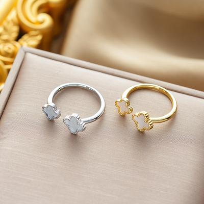 Nuovo Anello Aperto Amore Quadrifoglio in Acciaio Inossidabile 18k Anello Design Moda Leggero di Lusso Femminile