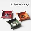 1PC 20cm/7.87inch Leather Storage Tray Dice Box Coin Desktop Jewelry Box Makeup Key Tray DIY Household Folding Tray Storage Case