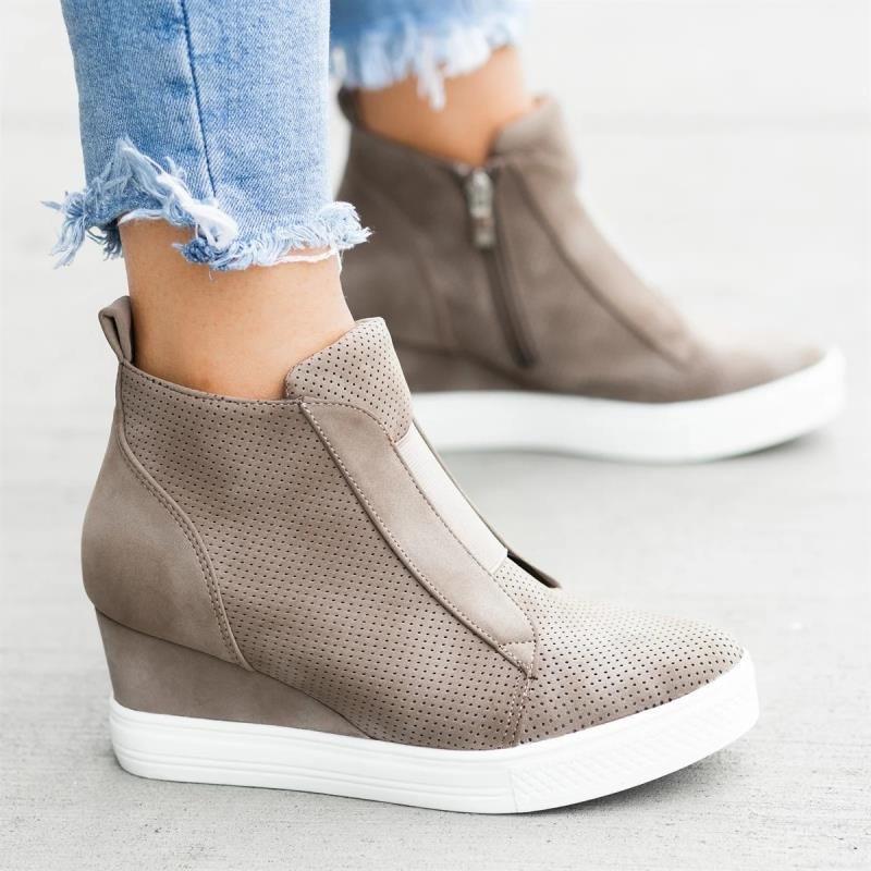 Fashion Womem Shoes Fashion Casual Wedges Boots Women's Platform Shoes Plus Size Autumn Boots Leopard High Top Shoes Zapatos Mujer