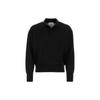 AMIPARIS Appliqué Heart Merino Wool Knit Long Sleeve Polo Sweater Unisex Sweater Black UPL342KN0039-001
