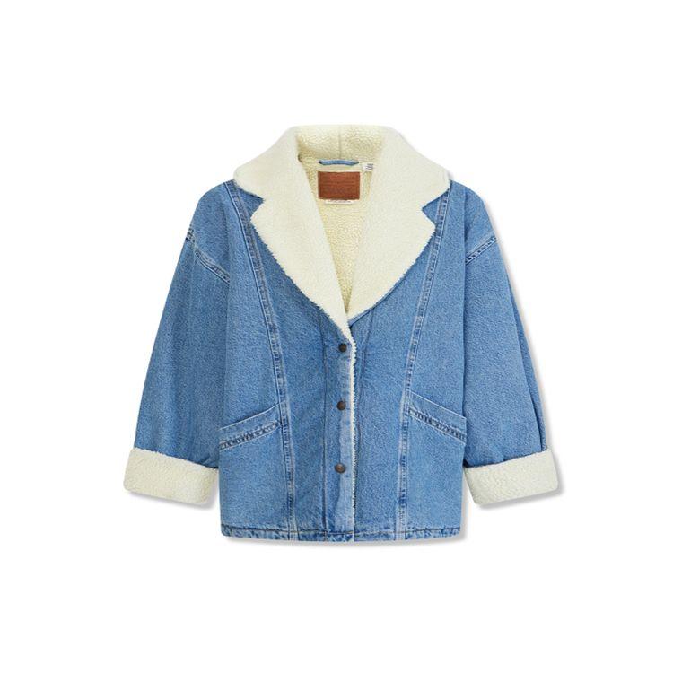 Levi s Women s Oversized Sherpa Trucker Jacket Light Blue A0821-0000 S