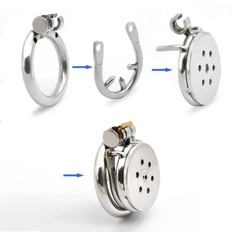 Manyjoy Stainless Steel Flat Chastity cage Urethral Sound Metal Penis Lock Ring Stretcher  Bondage Sadism Restraint Sex Toys