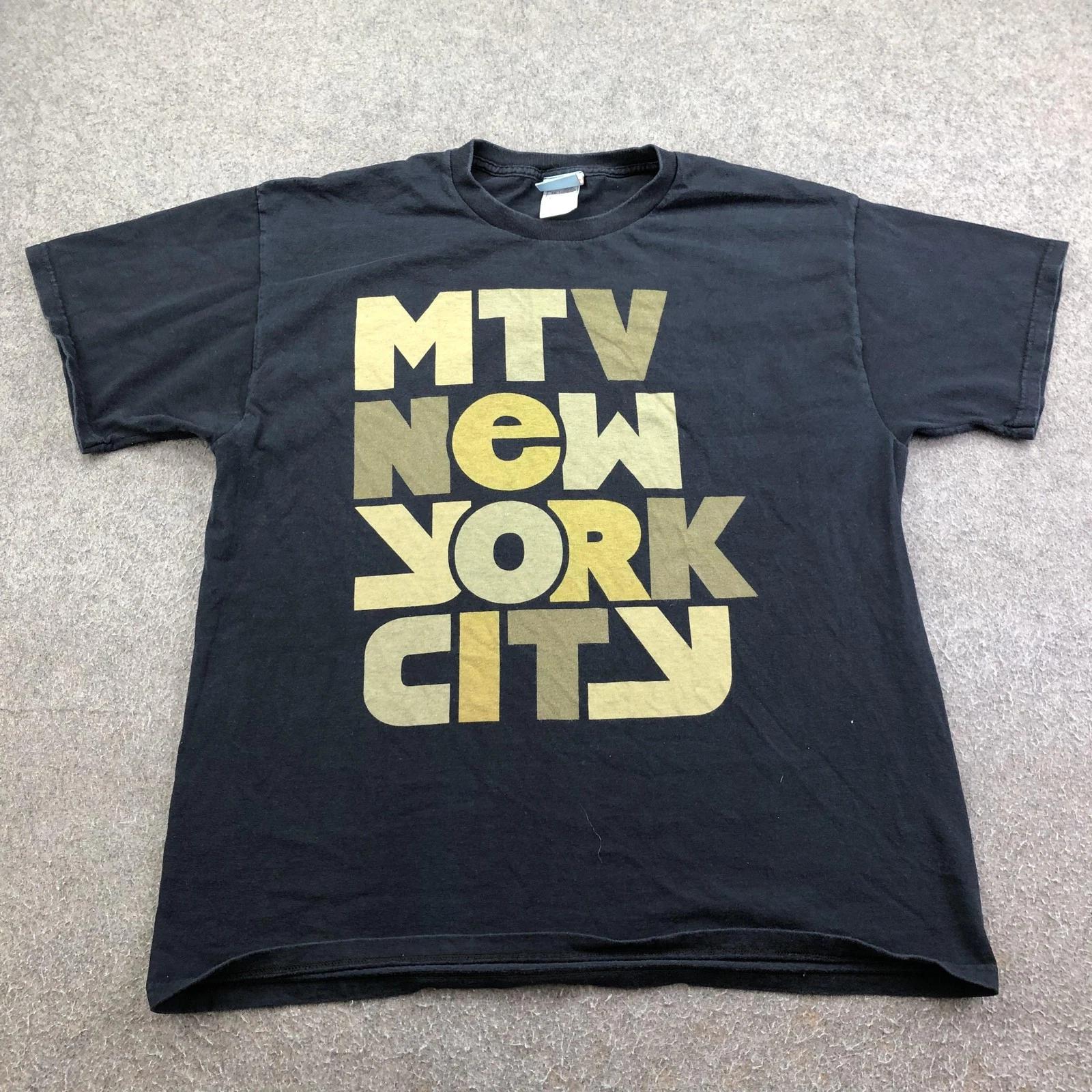 Винтажная футболка MTV Мужская XL Черная Графическая футболка MTV Нью-Йорк 2006 4XL