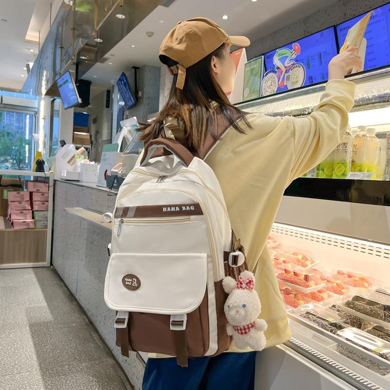 Reduced Load Spine Protection Large Capacity Junior High School Students Schoolbag High Value Simple Primary School Girls Shoulders Schoolbag