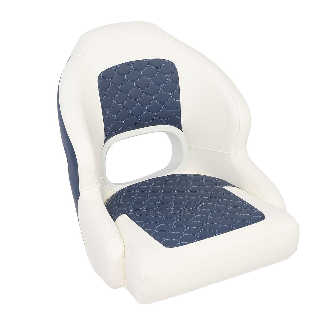 Yacht Captain Seat PVC Leather Water Resistant Scratch Proof Memory Foam with Backrest Two Tone Boat Seat for Pontoon