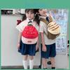 Kids Small School Bag With Cartoon Prints And Splicing Design For Daily Use