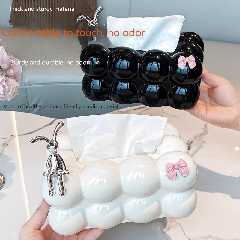 European Cream Style Tissue Box-Marshmallow Design Aesthetic Napkin Holder for Living Room & Dining Table,Plastic Tabletop Decor