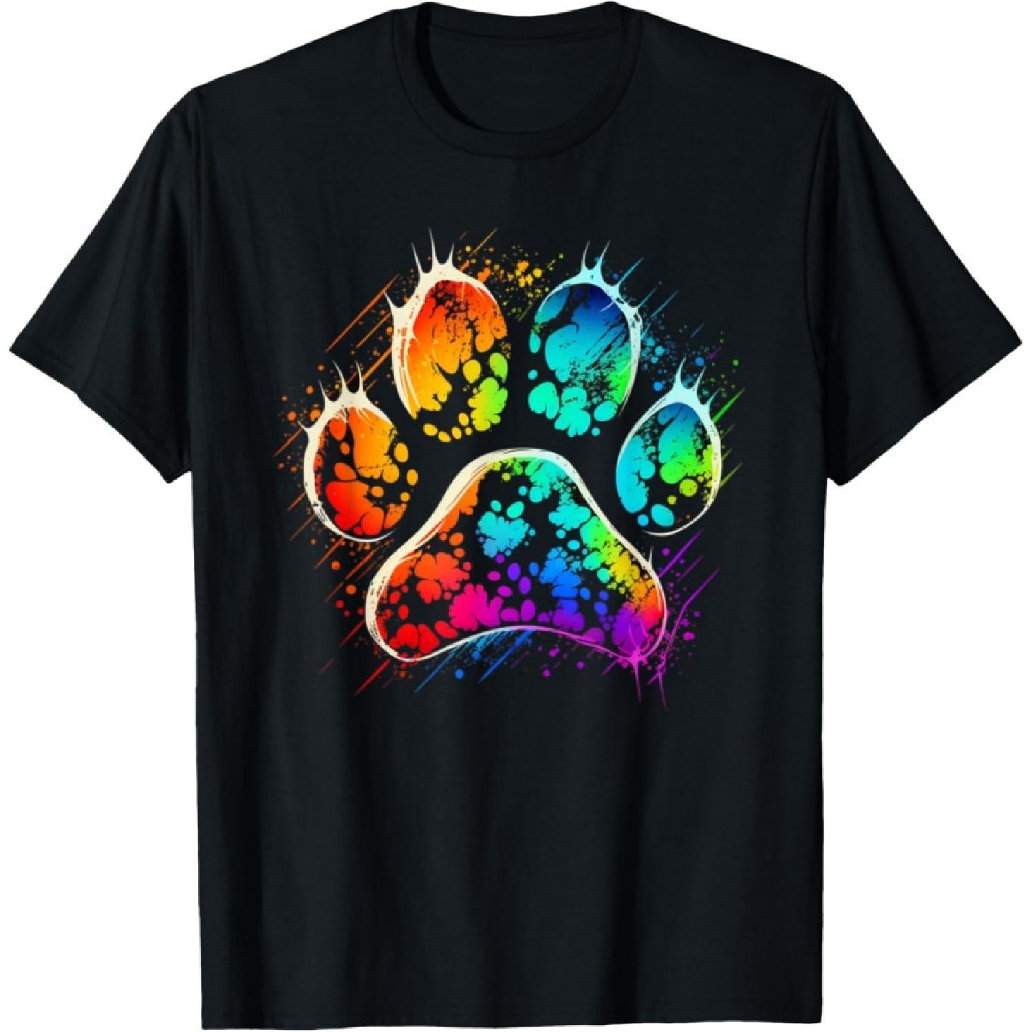 Dog Paw Print Cute Dog Lover Colorful Men Women Kids T-Shirt S