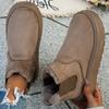 Women's Winter Warm Snow Boots - Short Tube Plush Lined Boots with Elastic Band, Round Toe Thick Sole Casual Shoes for Daily Wear