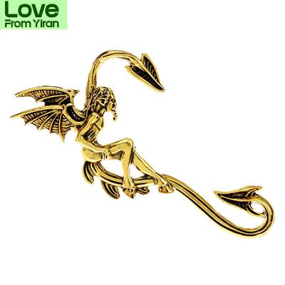 Broche elfe mâle vintage design créatif aile hommes bijoux 2 couleurs disponibles costume manteau sac badges or antique