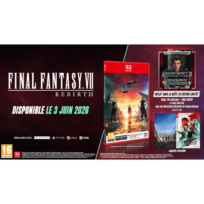 Final Fantasy VII Rebirth + Carte promotionnelle exclusive Magic: The Gathering "Final Fantasy" • Jeu Nintendo Switch 2