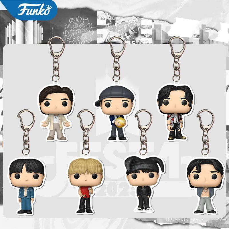 BTS Funko Pop Acrylic Keychain, Cute Cartoon Vinyl Figure Key Ring, Chibi Member Bag Pendant, Kpop Bangtan Boys Fan Collection Gift