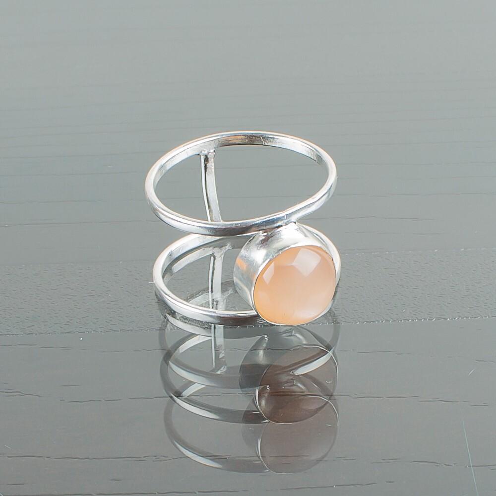 Rare Peach Moonstone Gemstone 925 Sterling Silver Jewelry Handmade Promise Ring RR-13-30