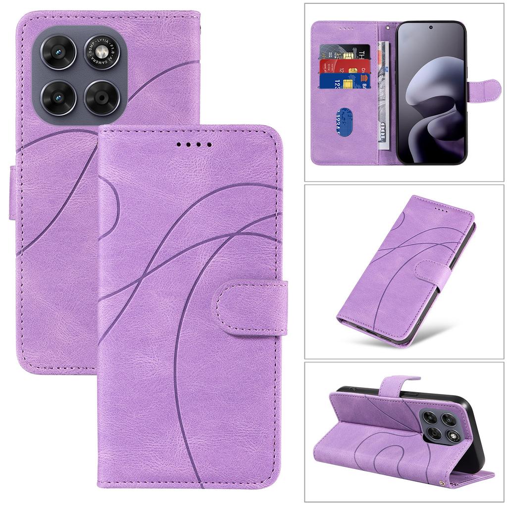 Applicable MOTO G06 4G Curved Crease Phone Leather Case G04Flip cover with card slot G35Leather protective case