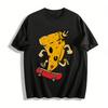 Funny Skateboarding Pizza Graphic Casual T-Shirt Pure Cotton T-shirt