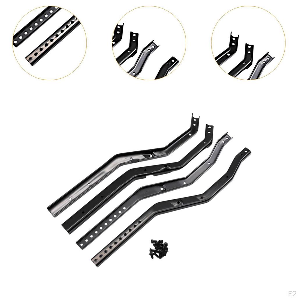 4 Pieces 1/10 RC Car Chassis Frame Rails Metal Rail Set Easy to Install Upgrade for SCX10 III