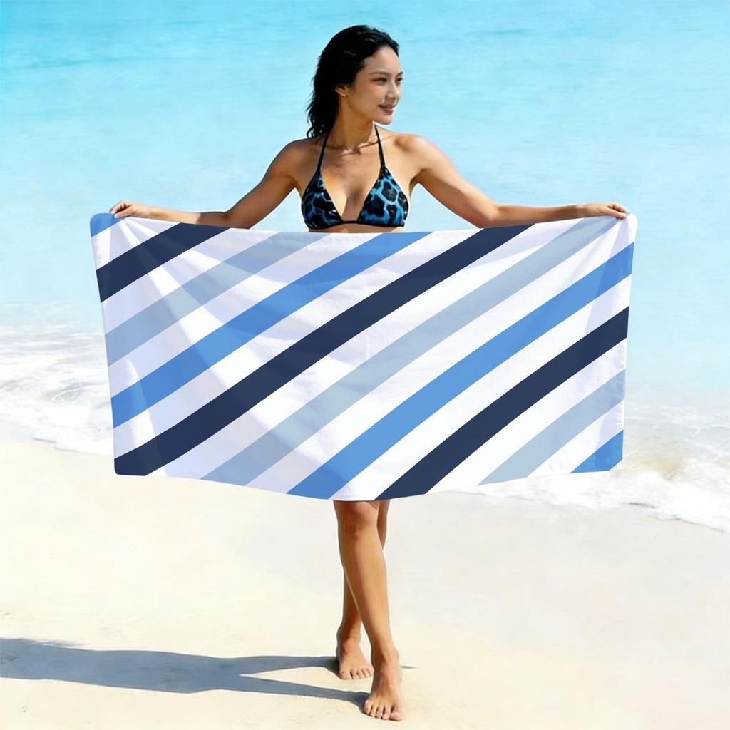Ultra-Absorbent Striped Beach & Bath Towel - Thick, Soft, Microfiber