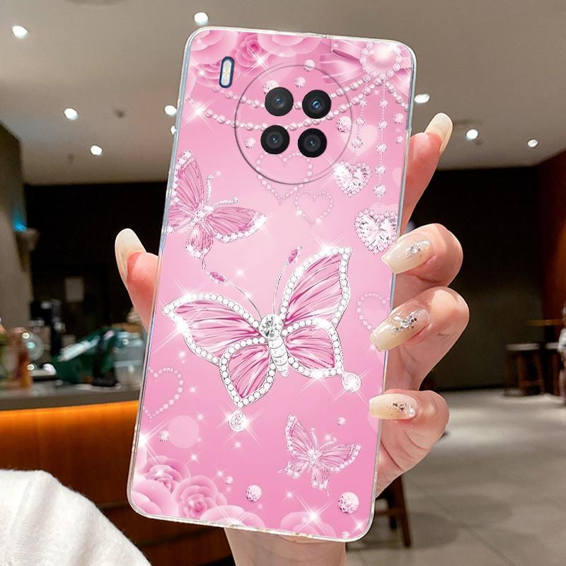 Phone Case For Huawei Nova 8i Capa Honor 50 Lite Funda Butterfly Bow Protective Casing Transparent Soft Silicone TPU Cover Coque