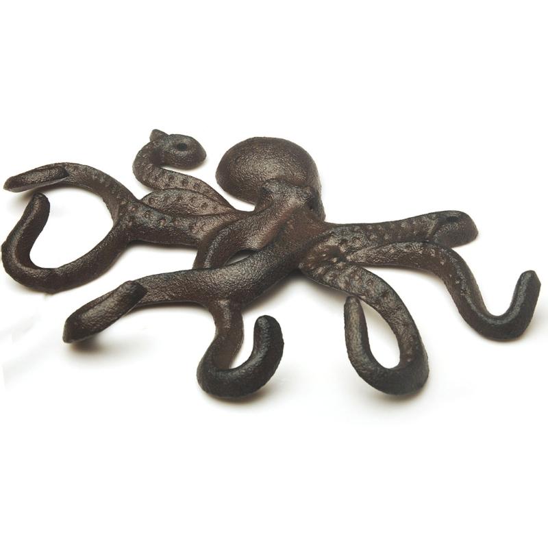 Metall-Wandhaken für Schlüssel, Handtücher und Schals, Akzent mit Meeresbewohner, zur Schraubmontage, für Eingangsbereich, Flur, Badezimmer, Schlafzimmer, Aufbewahrung