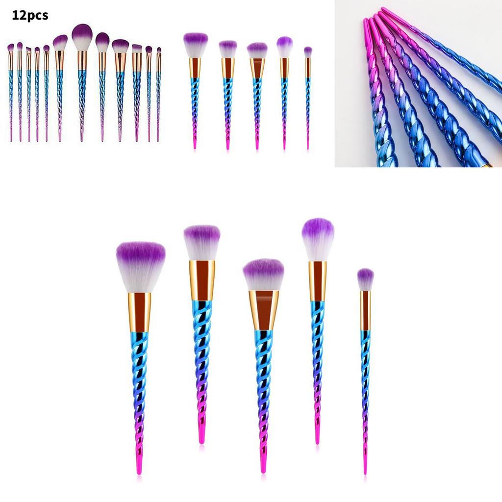 Mermaid Spiral Pattern 12 Piece Makeup Brush Set With Artistic Handles For Professional And Home Use