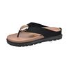 French thick-soled black pinch-on flip-flops for women's summer outer wear high-end 2025 new models with skirts, toe-on cool slippers