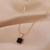 Black Titanium Steel Square Necklace – Luxurious Minimalist Accessory