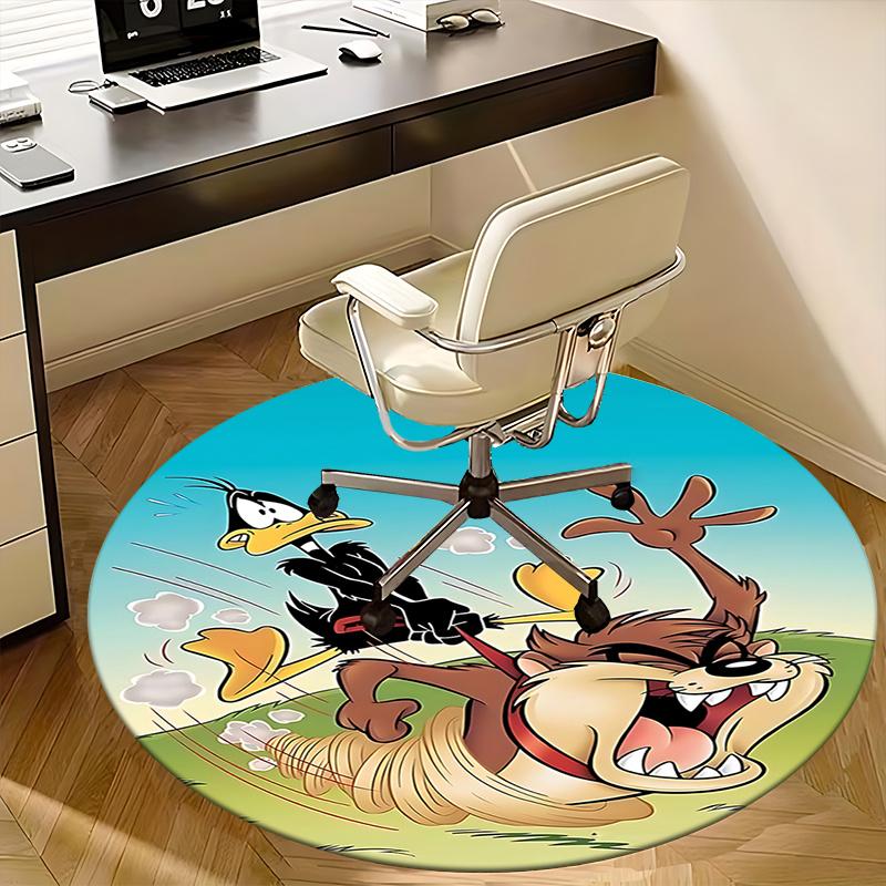 Looney Tunes Daffy Duck & Tasmanian Devil Round Chair Mat - Home Decor, Sofa Carpet