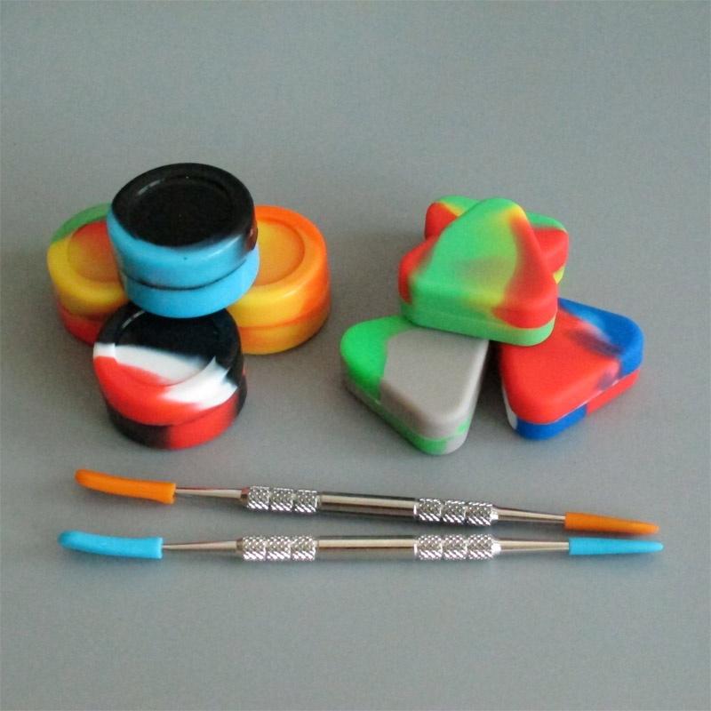 

1 комплект контейнеров для воскового масла, силиконовые банки, контейнер для воска Dab, жестяные пластиковые контейнеры для силиконовых средств Dab 1pcs tool 2pcs 1.5ml jar разноцветный