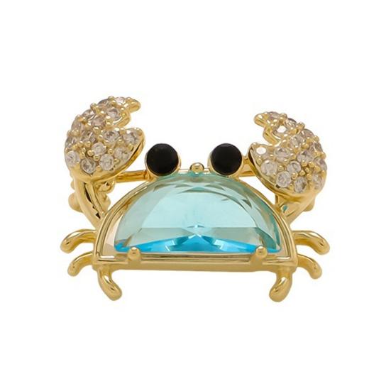 

Women Brooch Sparkling Rhinestones Blue Shell Small Crab Shape Lapel Pin Suits Coats Bags Scarves Badge Versatile Accessory синий